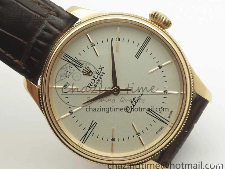 Edition Time V4 Marker 50509 Brown A3132 Cellini Dial Strap RG on MKF White Roman Leather Best 0131